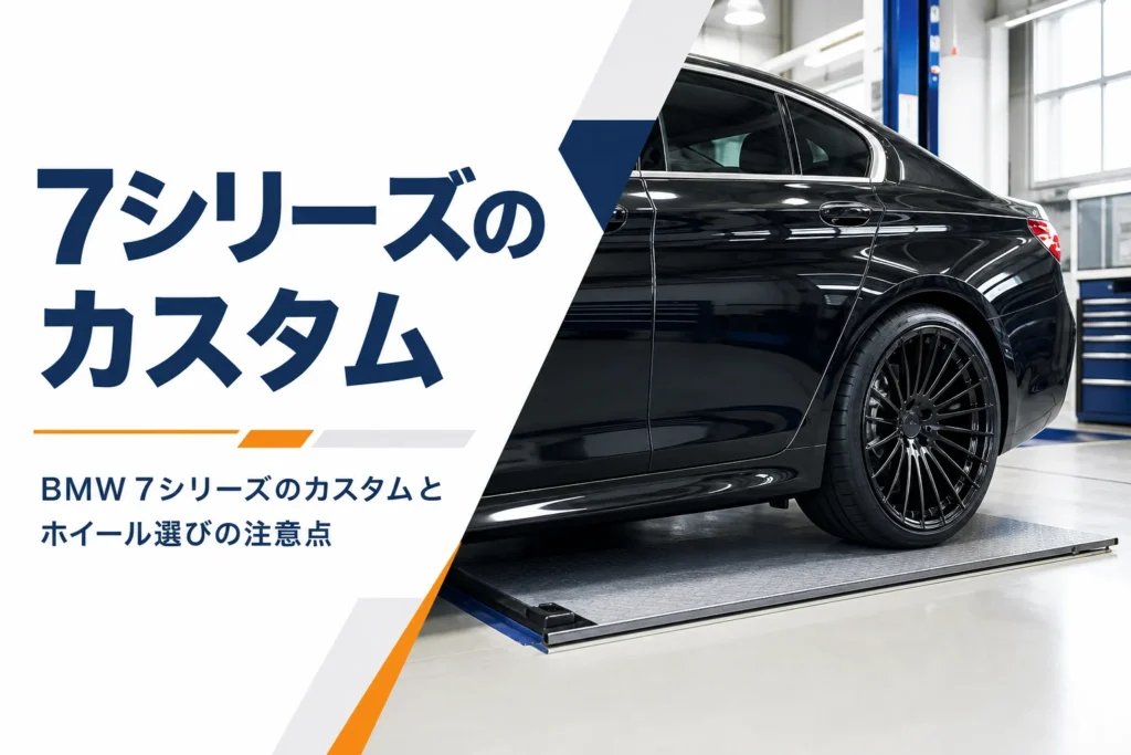 大型高級セダンの大径ホイールと太いタイヤのアップ