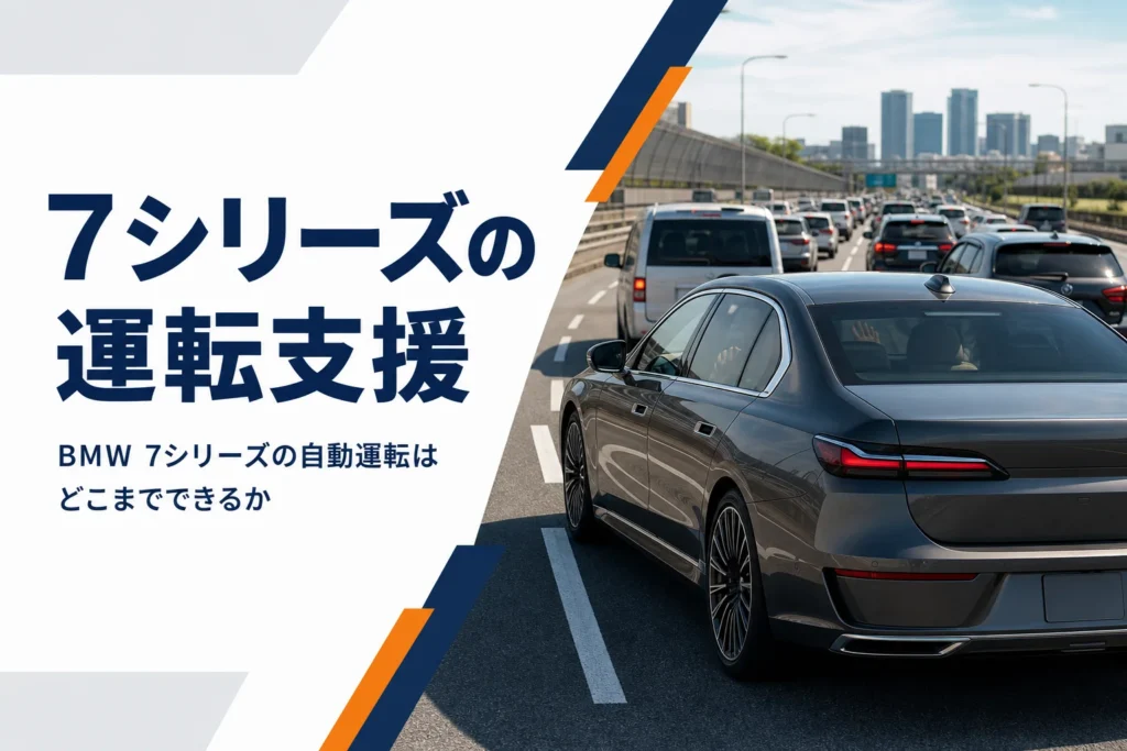 渋滞した高速道路を走る大型の高級セダン