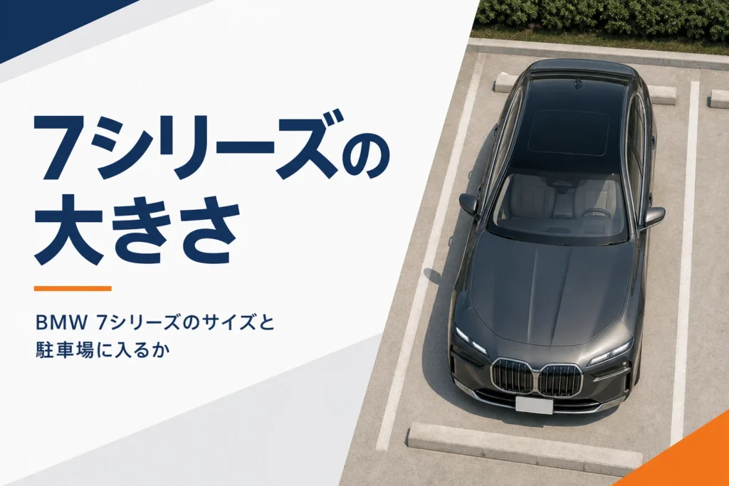 駐車枠いっぱいに止まった大型の高級セダン